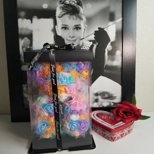 Rose Bear Multicolor Teddy Bear Flower Bear Decor Gift in Box New